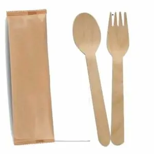 AR000272þSet Couvert bois (fourchette-cuillère-serviette)*1000 REF 180923